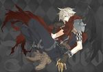  argyle argyle_background blonde_hair blue_eyes clawed_gauntlets cloud_strife final_fantasy final_fantasy_vii gloves kiki_lala kingdom_hearts male_focus scarf solo wings 