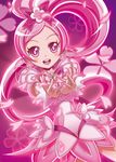  bow choker cure_blossom eyelashes hanasaki_tsubomi heartcatch_precure! hokuyuu long_hair magical_girl pink pink_background pink_bow pink_choker pink_eyes pink_hair ponytail precure solo very_long_hair 
