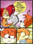  bed breasts canine chadthecartoonnut female fox kitsune male miles_prower multiple_tails sally_acorn sonic_(series) tail 
