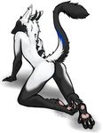  2010 butt dragon ear_piercing female holeweet horn hybrid ladon_umia looking_at_viewer nude pawpads piercing plain_background presenting presenting_hindquarters sergal solo white_background 