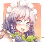  bad_id bad_pixiv_id blue_eyes blush braid izayoi_sakuya maid maid_headdress shirakaba short_hair silver_hair solo touhou twin_braids 