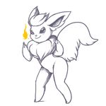  anthro eeveelution fire flareon keishinkae nintendo plain_background pok&#233;mon pok&#233;morph pok&eacute;mon solo tail video_games white_background 