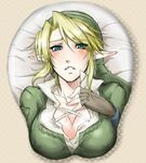  blonde_hair blue_eyes blush boobpad breast_mousepad breasts cleavage earring earrings genderswap gloves hat jewelry large_breasts link mousepad nintendo open_mouth pixiv_thumbnail pointy_ears resized solo teru_suzu the_legend_of_zelda 