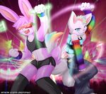  feline gay glow glowstick lagomorph male pillz rabbit rainbow rave revy sunglasses taste_the_rainbow ursofofinho 
