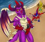  bikini birdon breasts claws dragon erection female horns jewelry male malefor muscles penis rapture red_eyes scalie shalonesk skimpy spyro_the_dragon standing swimsuit tail tongue wings yellow_eyes zonoya 
