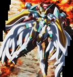  mecha_musume no_humans red_hair screencap stitched super_robot_wars super_robot_wars_original_generation third-party_edit valsione wings 