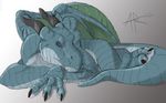  anthroraptor blue dragon horns male scalie sleeping solo tail wings 
