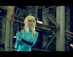  blonde_hair bodysuit cosplay gun haylay_williams letterboxed metroid mewtwo2222 nintendo non-asian photo pose samus_aran weapon zero_suit 