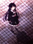  black_dress black_hair blush dress flower frills gokou_ruri hairband lolita_fashion long_hair mole mole_under_eye niyadepa ore_no_imouto_ga_konna_ni_kawaii_wake_ga_nai pantyhose purple_flower purple_rose red_eyes rose shadow solo 