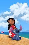  alien beach blue female human lilo lilo_and_stitch male ribera seaside stitch_(disney) 