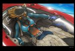  black breasts car chest_tuft female flying_fox goggles solo strype 