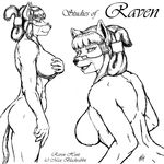  big_breasts breasts canine cirrel eyewear female glasses hair long_hair looking_at_viewer mammal monochrome muscles muscular_female nude plain_background pose raven_hunt solo teacher white_background wolf 