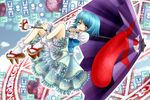  bad_id bad_pixiv_id bloomers blue_eyes blue_hair danmaku geta heterochromia karakasa_obake ofuda owos purple_umbrella red_eyes solo tatara_kogasa tongue touhou umbrella underwear 