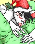  bed breasts buldge bulge canine christmas duo fangsofwhite female grope hat holidays mammal nude santa_hat teasing wolf xmas 