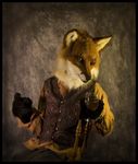 chair clothing fox fursuit glass mammal pants photo qarrezel real realistic shirt solo vest 
