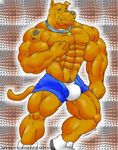  2009 anthro anthrofied buff bulge canine clothing collar dog male mammal muscles scooby-doo scooby-doo_(series) shorts solo unknown_artist 