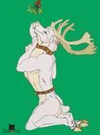  albino bells belt blue_eyes buck caribou cervine deer hooves horns male mistletoe pose solo tail wereiswolf 