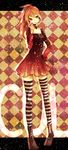  casual cosplay cul dress highres long_hair solo sorakura_shikiji striped striped_legwear thighhighs vocaloid vy1 vy1_(cosplay) 