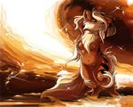  arcanine breasts canine chubby female flames naturally_censored no_nipples nude pok&eacute;mon solo sparkles vampirechicken wallpaper 