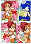  amy_rose bdsm bed bondage breasts comic female hedgehog kissing kneeling lesbian male mobian mobius_unleashed sally_acorn sega sonic_(series) sonic_the_hedgehog 