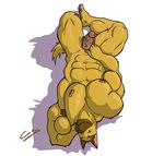  anthro balls big canine chestnuts chestnuts_(artist) dog erection male mammal masturbation muscles nude penis plain_background pose solo upside_down white_background 