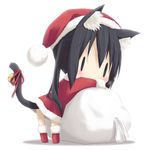  animal_ears bell black_hair boots cat_ears cat_tail hat jingle_bell k-on! kohinata_sora lowres nakano_azusa panties sack santa_costume santa_hat solo tail tail_bell twintails underwear |_| 