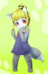  blush bow canine cub cute dress female gaoru hair loli looking_at_viewer mammal red_eyes ribbons ricedog-873 solo wolf young 