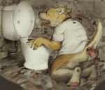  canine disgusting dog open_mouth pooping role_reversal sansh scat solo toilet what 