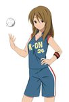  absurdres baseball brown_eyes brown_hair clothes_writing extra fukuoka_katsumi highres k-on! long_hair softball softball_uniform solo sportswear tachibana_himeko 