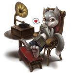  &hearts; book canine chair cute dog footstool hindpaw husky music phonograph silverfox5213 sitting solo young 