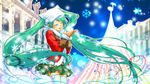  absurdres closed_eyes green_hair hat hatsune_miku highres junji long_hair night skirt snow solo thighhighs twintails very_long_hair vocaloid 