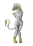  cute equine female horn looking_at_viewer mammal pinup plain_background pose softwhiteslip solo tail unicorn white_background 