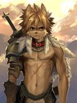  ????? collar dog kiske_7key male mammal solo sword weapon 