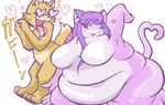  &#21452;&#8224;&#33865; &hearts; ?&dagger;? breasts canine female hair male mammal morbidly_obese one_eye_closed overweight purple_hair tail wink wolf 