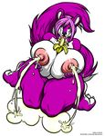  anthro banana big_breasts black_nose breast_grab breasts canine deonwolf female fruit green_eyes hair huge_breasts hyper hyper_breasts kira lactating licking looking_at_viewer mammal milk nipples plain_background purple_hair short_hair short_purple_hair solo suggestive suggestive_food tongue white_background white_backround wolf 