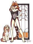  absurd_res breasts canine dog female furries_with_pets hi_res lingerie pet pointing terrie_smith thong thylacine translucent 