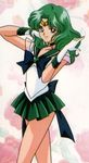  aqua_hair bishoujo_senshi_sailor_moon blue_eyes itou_ikuko kaiou_michiru legs lowres official_art pleated_skirt sailor_neptune skirt wavy_hair 