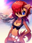  blue_eyes bottomless clothed clothing evilqueenie female hair_over_eye half-dressed looking_at_viewer sally_acorn sega skimpy solo sonic_(series) standing tail 