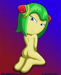  butt cosmo female kneeling looking_at_viewer looking_over_shoulder nude seedrian smile solo sonic_(series) 