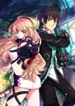  1girl black_hair blonde_hair brown_eyes gloves green_hair jude_mathis long_hair midriff milla_maxwell multicolored_hair nadir red_eyes streaked_hair tales_of_(series) tales_of_xillia two-tone_hair 