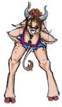  arms ava banrai bent_over breasts brown_hair cloven_hooves country cute downshirt dreadlocks goat grin hair hooves horns legs satyr shorts smile solo spots spread_legs spreading standing tail the_oracle 