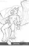  2004 avian black_and_white eyes_closed foxxfire gryphon male masturbation monochrome nude open_mouth penis solo 
