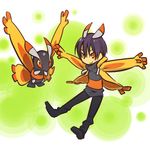  black_hair blush_stickers gen_4_pokemon hitec jacket moemon mothim orange_eyes personification pokemon pokemon_(creature) smile 