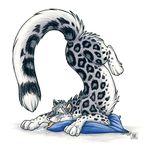  conditional_dnp cushion feline female feral hybrid leopard mammal plain_background schnolf snow_leopard solo tail tani_da_real tongue white_background 