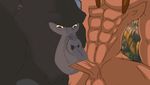  animated ape bestiality disney erection fellatio feral gay gorilla human interspecies kerchak male mammal oral oral_sex penis primate sex tarzan tarzan_(character) 