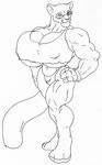  big_breasts black_and_white breasts feline female gideon greyscale huge_breasts hyper hyper_breasts kyaama line_art mammal monochrome muscles muscular_female panther plain_background white_background 