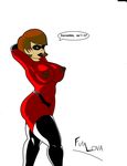  bent_arm bent_arms big_breasts big_nipples boots breasts brown_eyes brown_hair captions dialog disney elastigirl english_text erect_nipples female futalova gloves hair jumpsuit large_nipples looking_at_viewer mask nipples not_furry plain_background red rubber solo spandex text the_incredibles thigh_boots thigh_high_boots white_background 