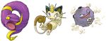  ekans feline koffing mammal meowth nintendo plain_background pok&#233;mon pok&eacute;mon reptile scalie smoke snake spring_bane video_games white_background 