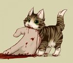  blood brown cat cute dragon-chan feline feral fluffy green_eyes hand innocent kitten pet solo stripes white 