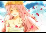  bad_id bad_pixiv_id blush hair_ornament just_be_friends_(vocaloid) long_hair megurine_luka mono_(recall) petals pink_hair solo vocaloid 